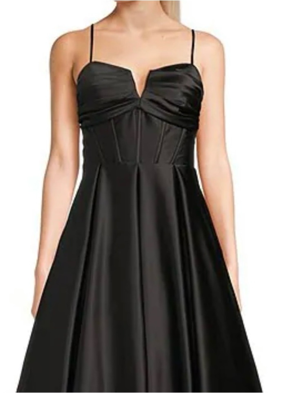 Blondie Nites Black Satin Spaghetti-Strap Evening Dress size 14w